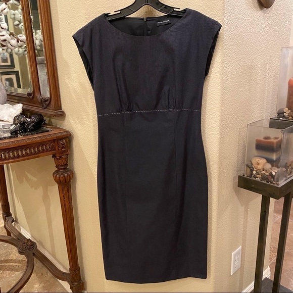 RENA LANGE Navy Polka Dot Sleeveless Dress Size 6 - Picture 1 of 9